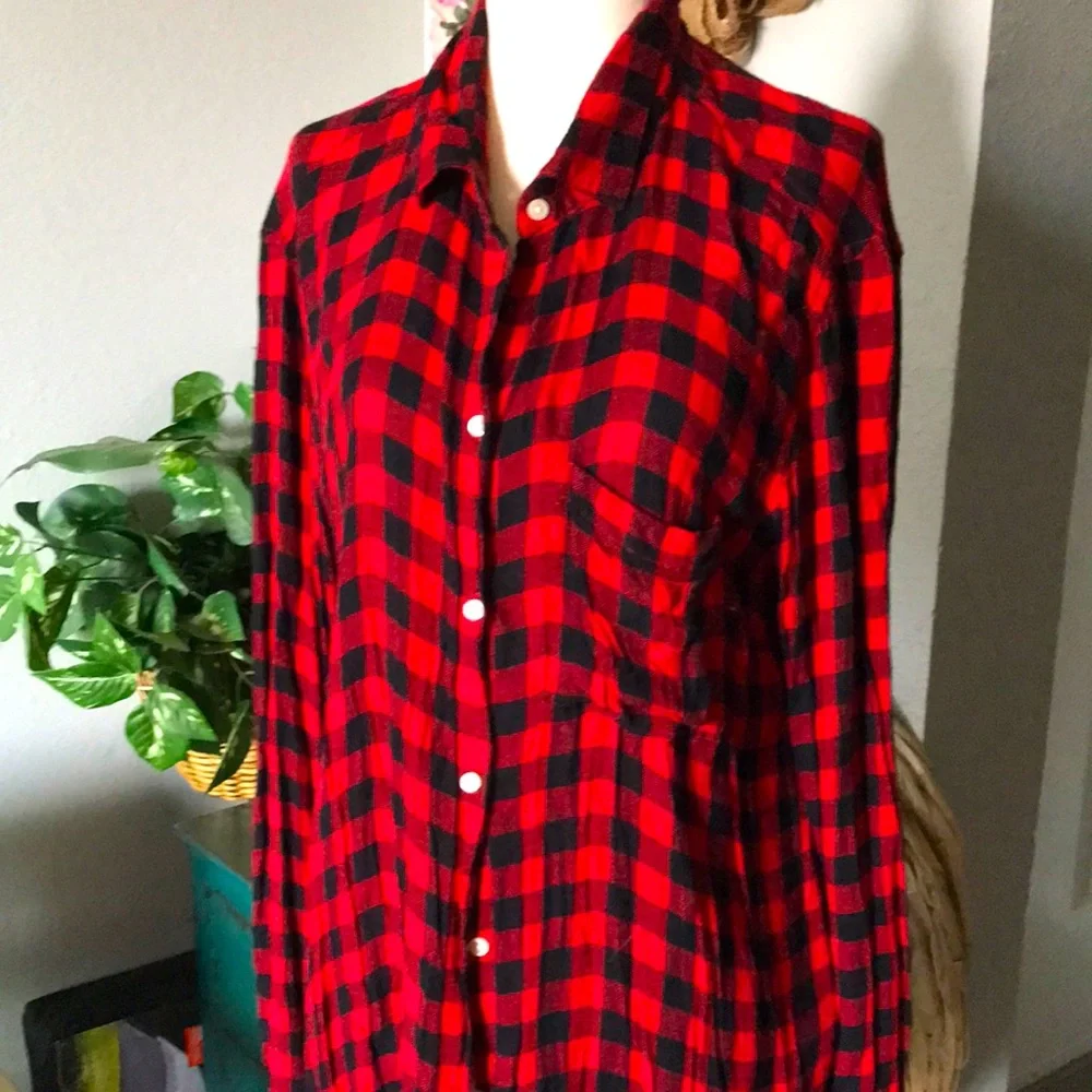 Buffalo Plaid Red Flannel Shirt Long sleeves Long-s FINAL Sale - Picture 1 of 7